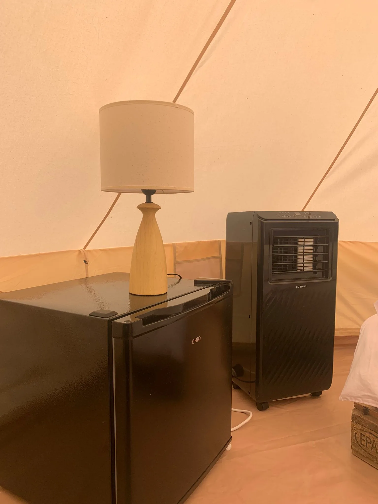 Row of glamping bell tents at La Casa de Mis Sueños — nature glamping Ibiza